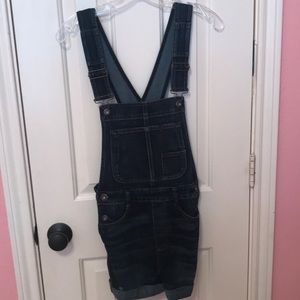 Dark blue jean free people overalls